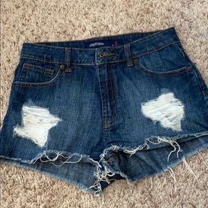 JUSTUSA Distressed Jean Shorts